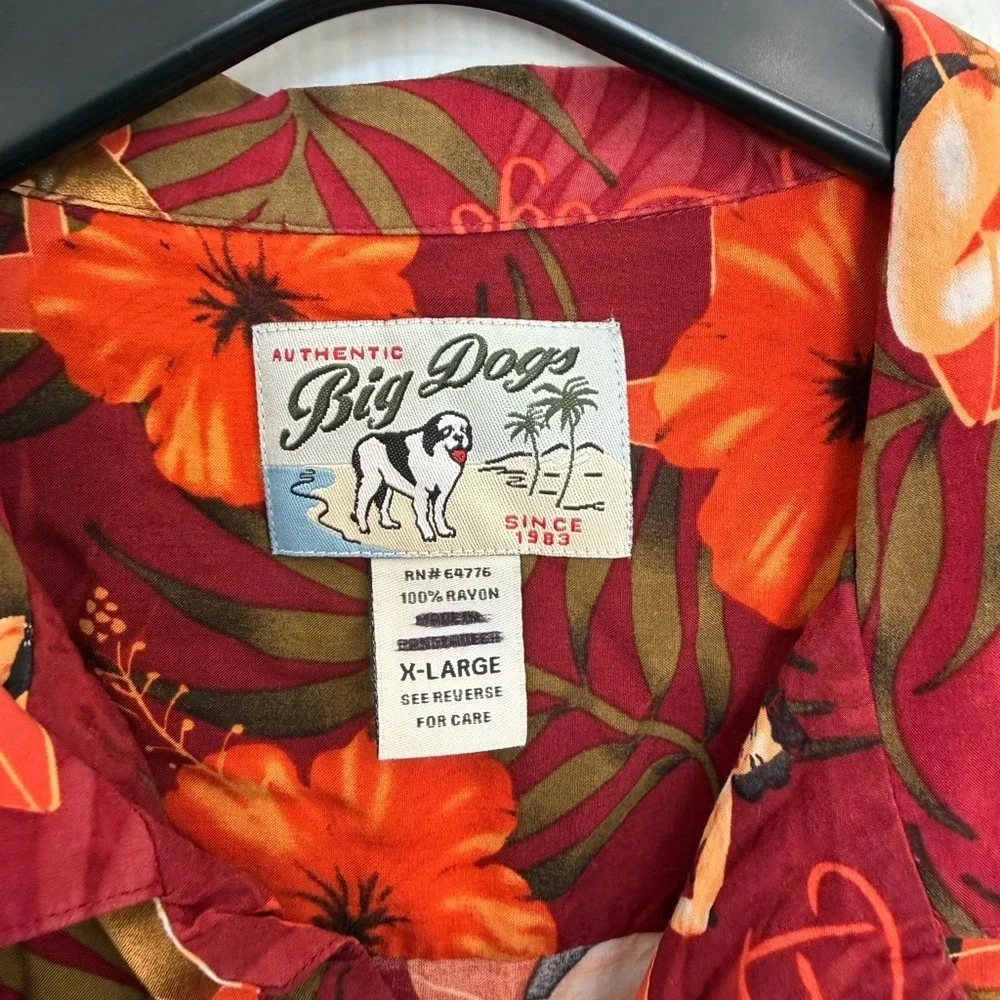 Big Dogs XL Tiki Pinup Girl Hawaiian Shirt Rayon Retro Rockabilly Flowy